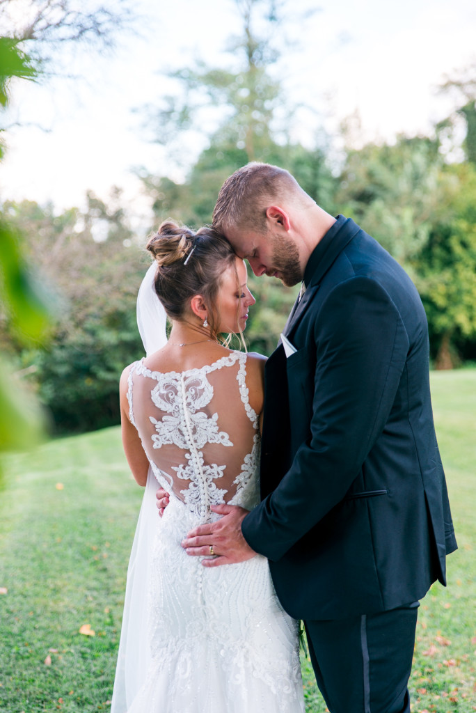 Bride and Groom outside church wedding in Owingsville KY