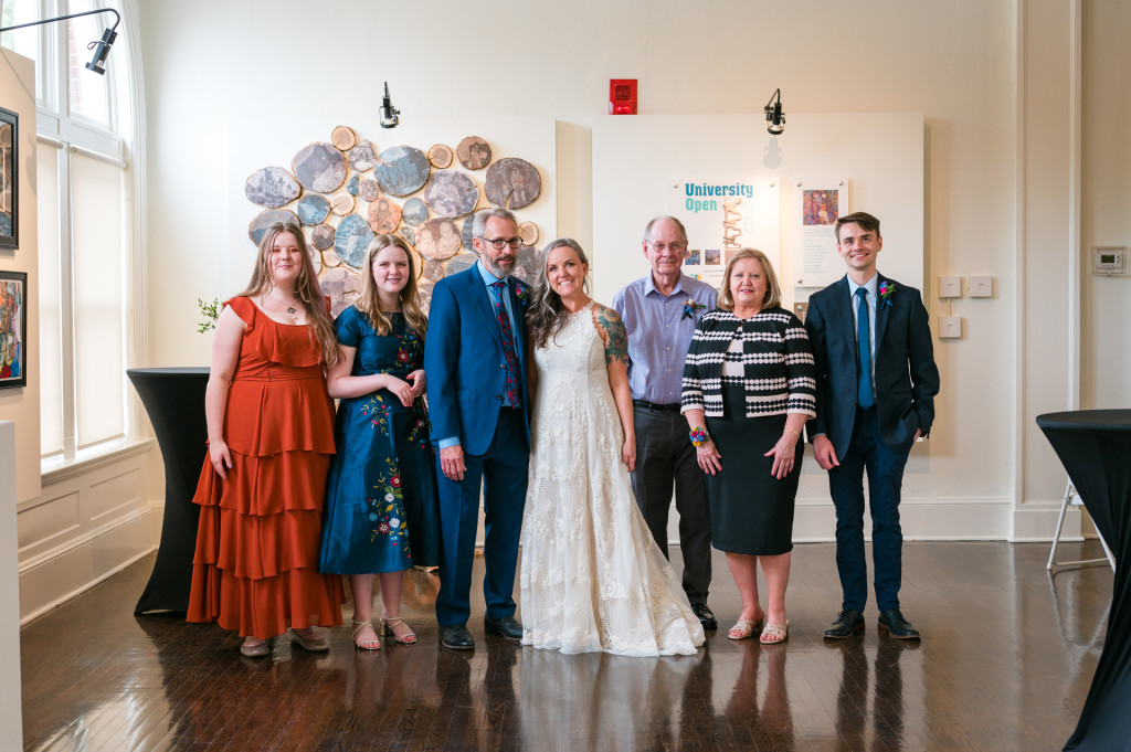 Family group photo at wedding