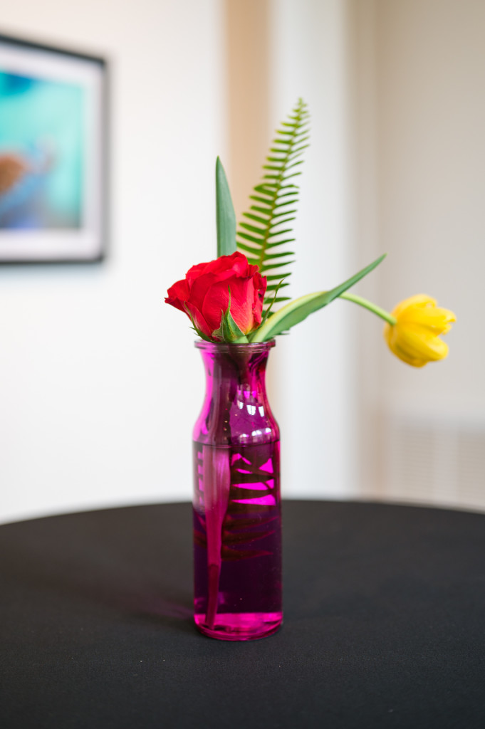 red and yellow flowers in vase