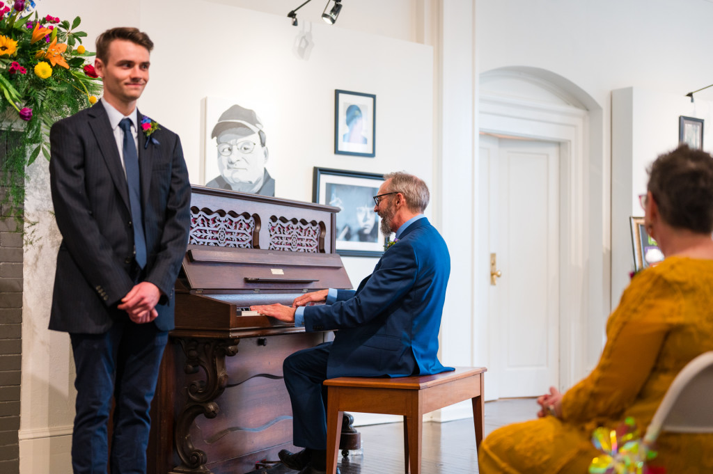 Groom playing piano