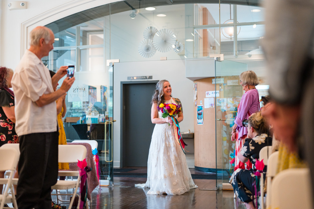 Bride walking down aisle