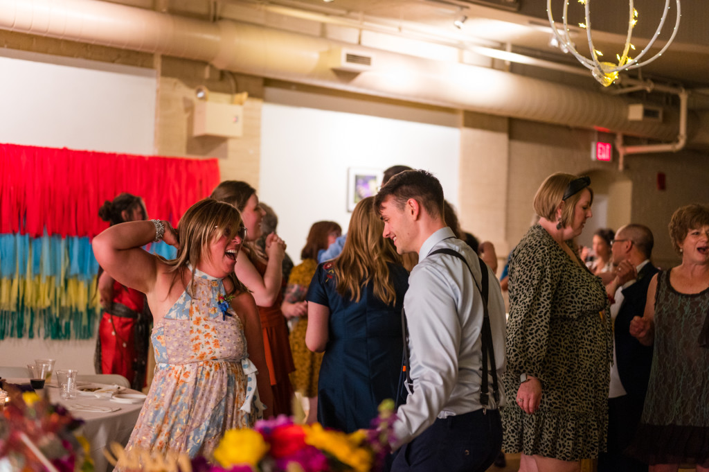 wedding guests dancing