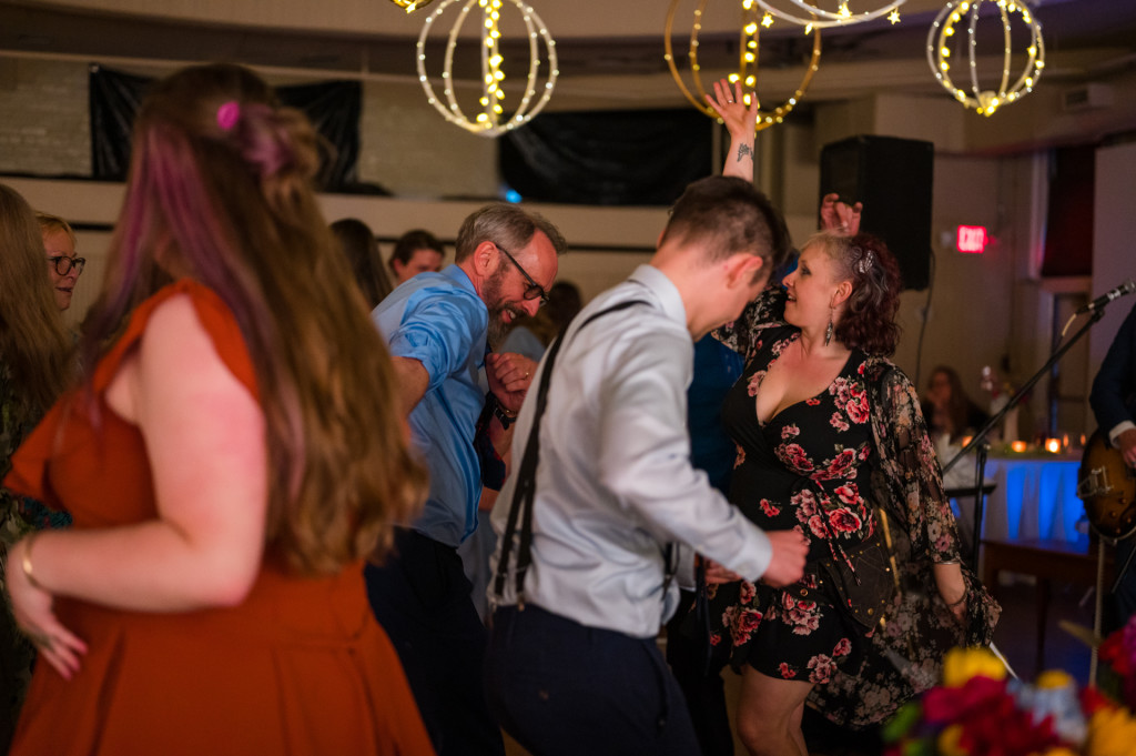 wedding guests dancing at ArtsPlace