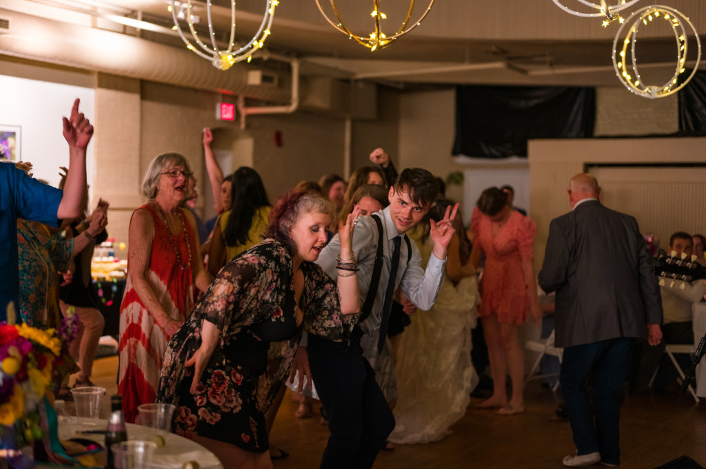 wedding guests dancing