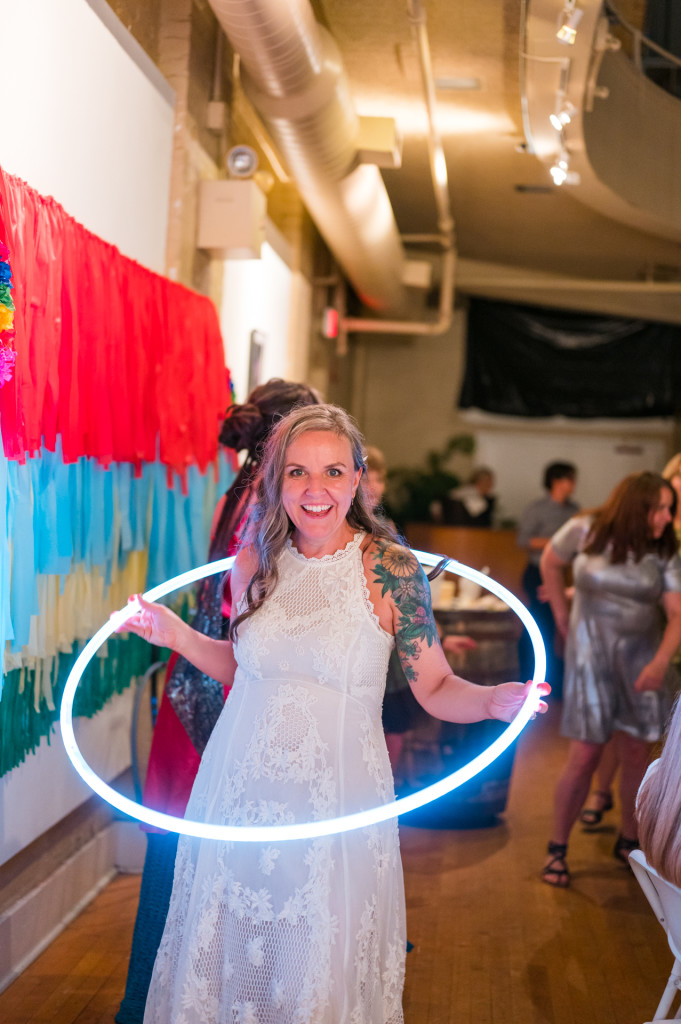 bride with hula hoop