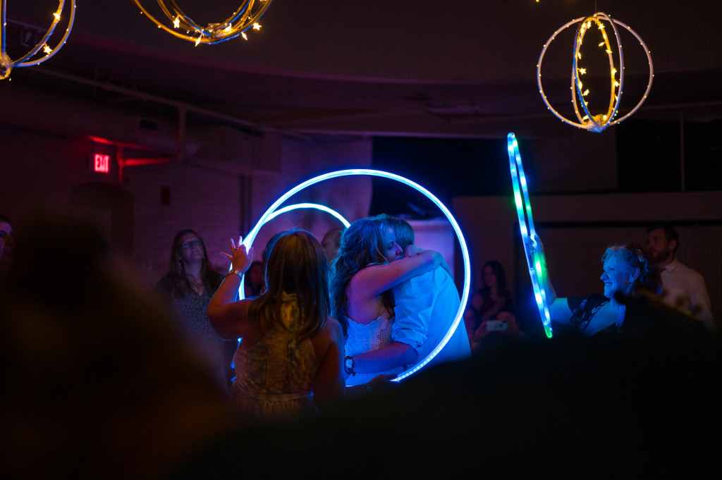 bride and groom dancing