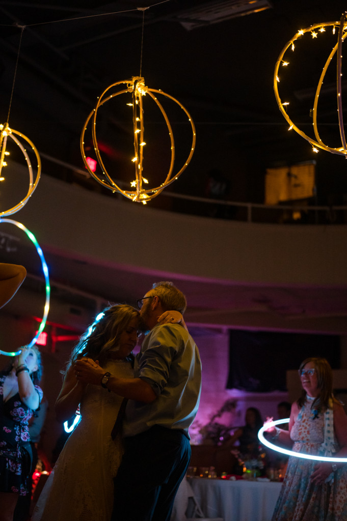 bride and groom dancing